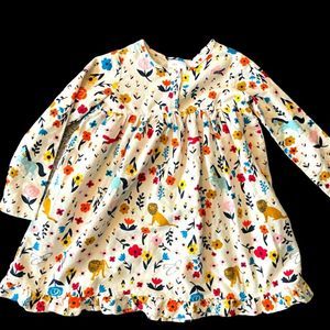 Hanna Andersson Girls Floral Animal Dress - Size 100 (4)